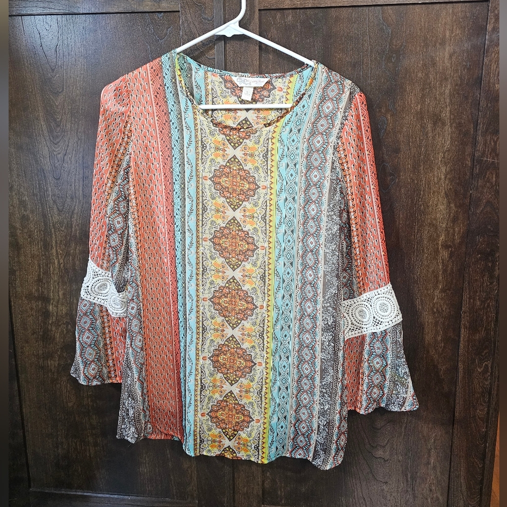 Krazy Kat Orange Relaxed Graphic Blouse